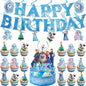 Frozen-Themed Birthday Party Decoration Set featuring Anna, Elsa, Olaf, Snowflake Banner, Backdrop, Balloons Kit, Foil Garland, and Balloon Arch for Baby Showers.