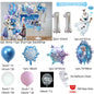 Frozen-Themed Birthday Party Decoration Set featuring Anna, Elsa, Olaf, Snowflake Banner, Backdrop, Balloons Kit, Foil Garland, and Balloon Arch for Baby Showers.