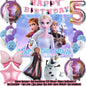 Frozen-Themed Birthday Party Decoration Set featuring Anna, Elsa, Olaf, Snowflake Banner, Backdrop, Balloons Kit, Foil Garland, and Balloon Arch for Baby Showers.
