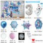 Frozen-Themed Birthday Party Decoration Set featuring Anna, Elsa, Olaf, Snowflake Banner, Backdrop, Balloons Kit, Foil Garland, and Balloon Arch for Baby Showers.