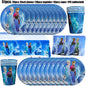 Frozen-Themed Birthday Party Decoration Set featuring Anna, Elsa, Olaf, Snowflake Banner, Backdrop, Balloons Kit, Foil Garland, and Balloon Arch for Baby Showers.