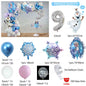 Frozen-Themed Birthday Party Decoration Set featuring Anna, Elsa, Olaf, Snowflake Banner, Backdrop, Balloons Kit, Foil Garland, and Balloon Arch for Baby Showers.