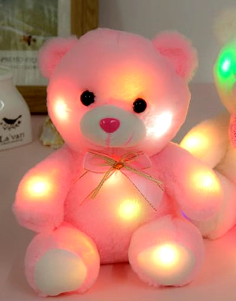 22Cm Pink LED Light-Up Teddy Bear - Luminous Plush Toy for Kids, Perfect Christmas Gift
