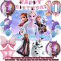 Frozen-Themed Birthday Party Decoration Set featuring Anna, Elsa, Olaf, Snowflake Banner, Backdrop, Balloons Kit, Foil Garland, and Balloon Arch for Baby Showers.