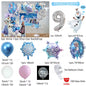 Frozen-Themed Birthday Party Decoration Set featuring Anna, Elsa, Olaf, Snowflake Banner, Backdrop, Balloons Kit, Foil Garland, and Balloon Arch for Baby Showers.