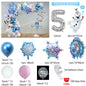 Frozen-Themed Birthday Party Decoration Set featuring Anna, Elsa, Olaf, Snowflake Banner, Backdrop, Balloons Kit, Foil Garland, and Balloon Arch for Baby Showers.
