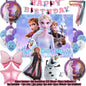 Frozen-Themed Birthday Party Decoration Set featuring Anna, Elsa, Olaf, Snowflake Banner, Backdrop, Balloons Kit, Foil Garland, and Balloon Arch for Baby Showers.