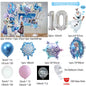 Frozen-Themed Birthday Party Decoration Set featuring Anna, Elsa, Olaf, Snowflake Banner, Backdrop, Balloons Kit, Foil Garland, and Balloon Arch for Baby Showers.