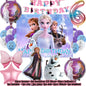 Frozen-Themed Birthday Party Decoration Set featuring Anna, Elsa, Olaf, Snowflake Banner, Backdrop, Balloons Kit, Foil Garland, and Balloon Arch for Baby Showers.