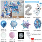 Frozen-Themed Birthday Party Decoration Set featuring Anna, Elsa, Olaf, Snowflake Banner, Backdrop, Balloons Kit, Foil Garland, and Balloon Arch for Baby Showers.