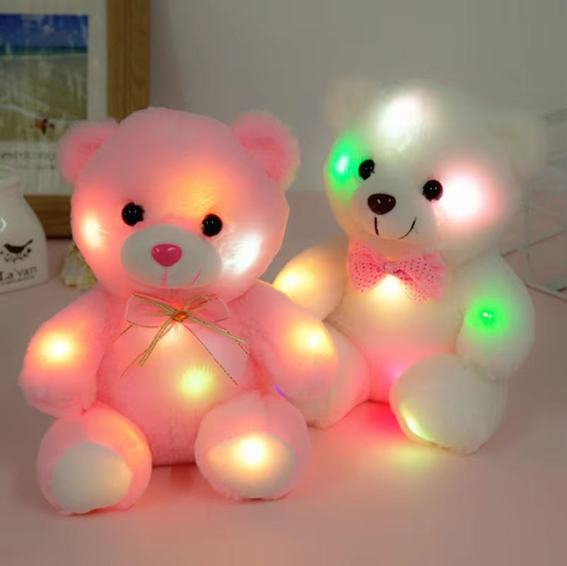 22Cm Pink LED Light-Up Teddy Bear - Luminous Plush Toy for Kids, Perfect Christmas Gift