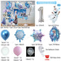 Frozen-Themed Birthday Party Decoration Set featuring Anna, Elsa, Olaf, Snowflake Banner, Backdrop, Balloons Kit, Foil Garland, and Balloon Arch for Baby Showers.