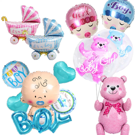 Kids Birthday Party Balloons Baby Boy Girl Foil Balloon 4D Bear Helium Ballon First 1st Birthday Party Baby Shower Decorations