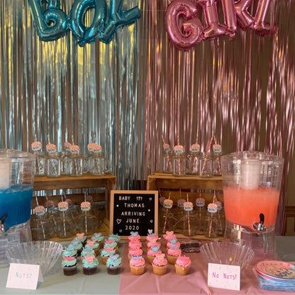 Gender Reveal Decoration Fringe Curtain Blue Pink Boy Girl Foil Balloon Gender Reveal Party Supplies Baby Shower Photo Backdrop