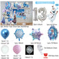 Frozen-Themed Birthday Party Decoration Set featuring Anna, Elsa, Olaf, Snowflake Banner, Backdrop, Balloons Kit, Foil Garland, and Balloon Arch for Baby Showers.