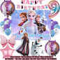 Frozen-Themed Birthday Party Decoration Set featuring Anna, Elsa, Olaf, Snowflake Banner, Backdrop, Balloons Kit, Foil Garland, and Balloon Arch for Baby Showers.