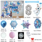 Frozen-Themed Birthday Party Decoration Set featuring Anna, Elsa, Olaf, Snowflake Banner, Backdrop, Balloons Kit, Foil Garland, and Balloon Arch for Baby Showers.