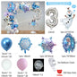 Frozen-Themed Birthday Party Decoration Set featuring Anna, Elsa, Olaf, Snowflake Banner, Backdrop, Balloons Kit, Foil Garland, and Balloon Arch for Baby Showers.