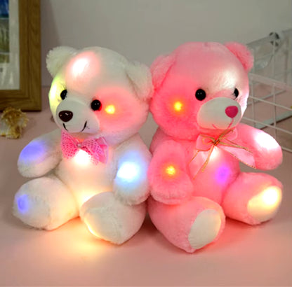 22Cm Pink LED Light-Up Teddy Bear - Luminous Plush Toy for Kids, Perfect Christmas Gift