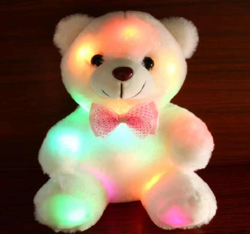 22Cm Pink LED Light-Up Teddy Bear - Luminous Plush Toy for Kids, Perfect Christmas Gift